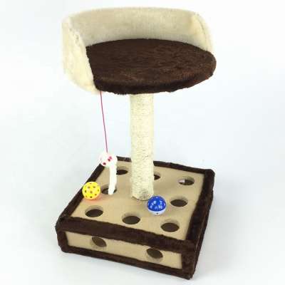 Factory Wholesale Pet Amusement box Cat Scratch Post Cat Perch Bed Cat Tree with Toys